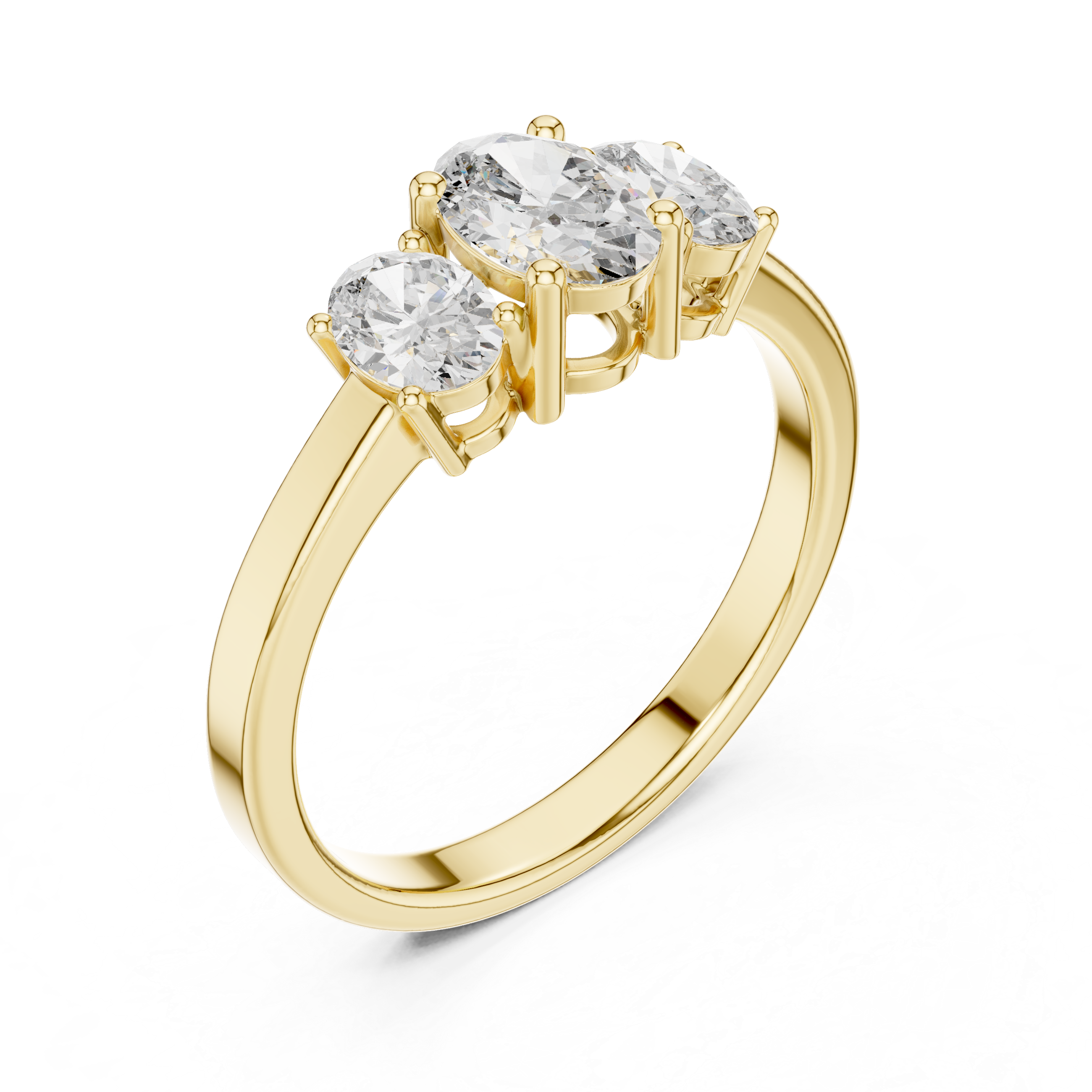 Angled yellow gold oval engagement ring past present future design