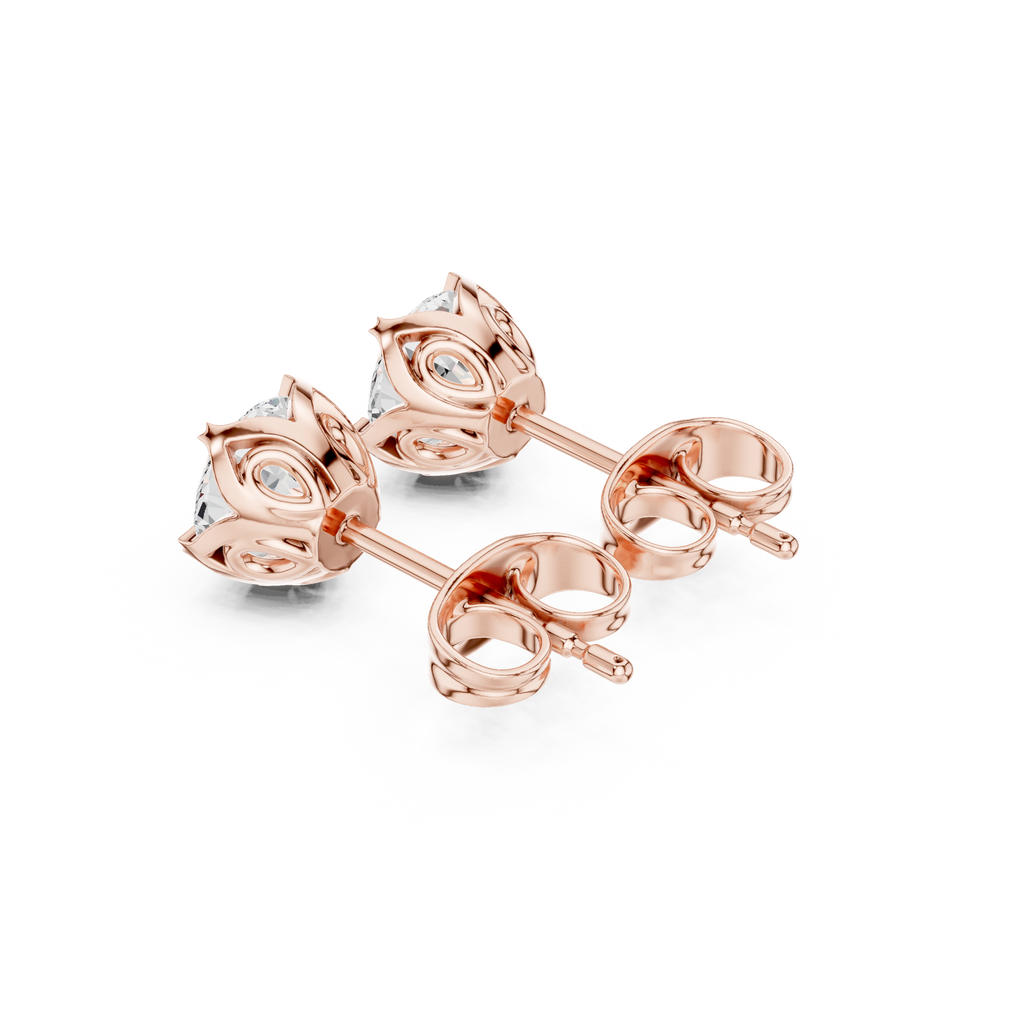 rose gold classic lotus moissanite earrings luxury stud design