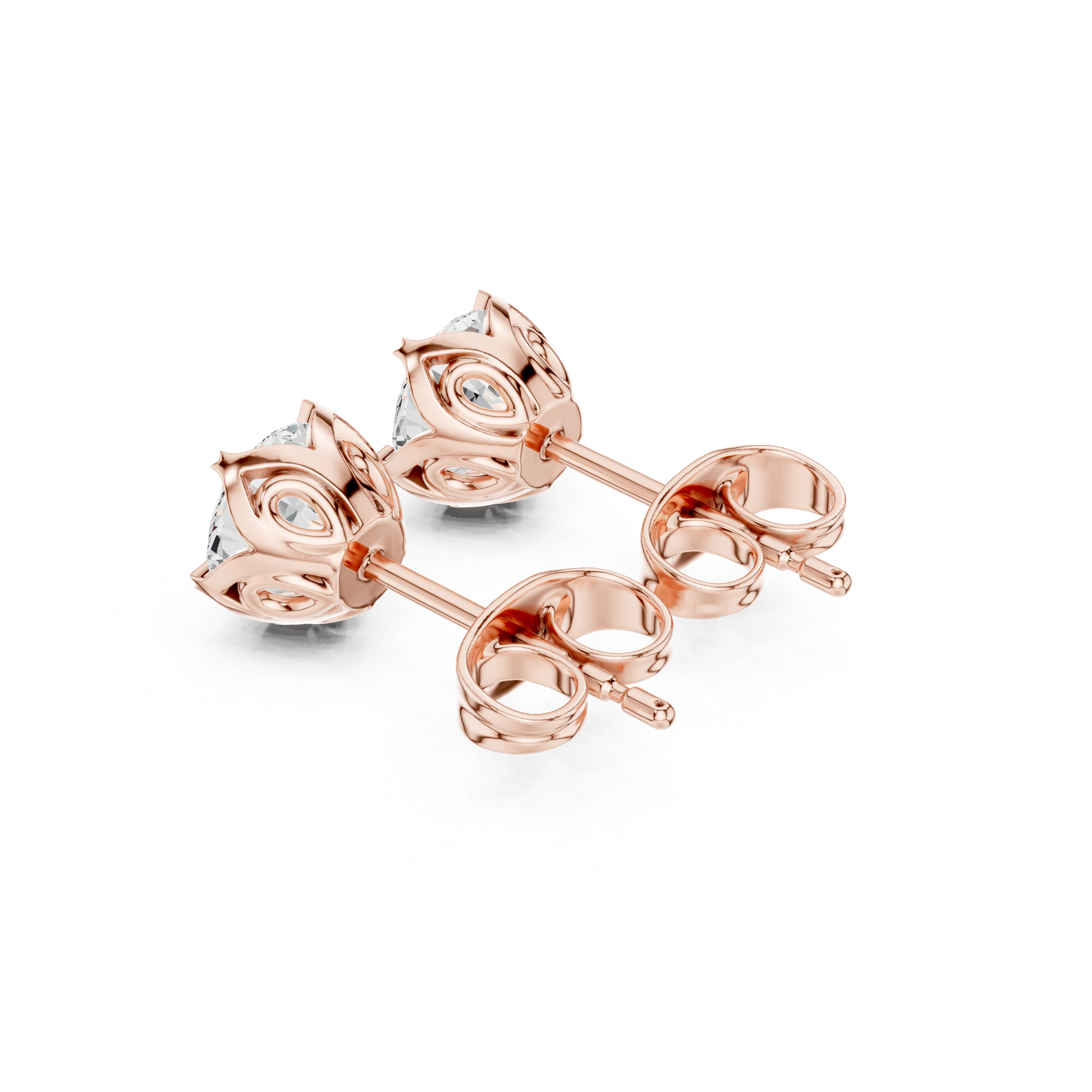 rose gold classic lotus moissanite earrings luxury stud design