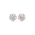rose gold lotus moissanite stud earrings front view sparkle
