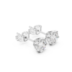 white gold round moissanite lotus earrings detailed top view