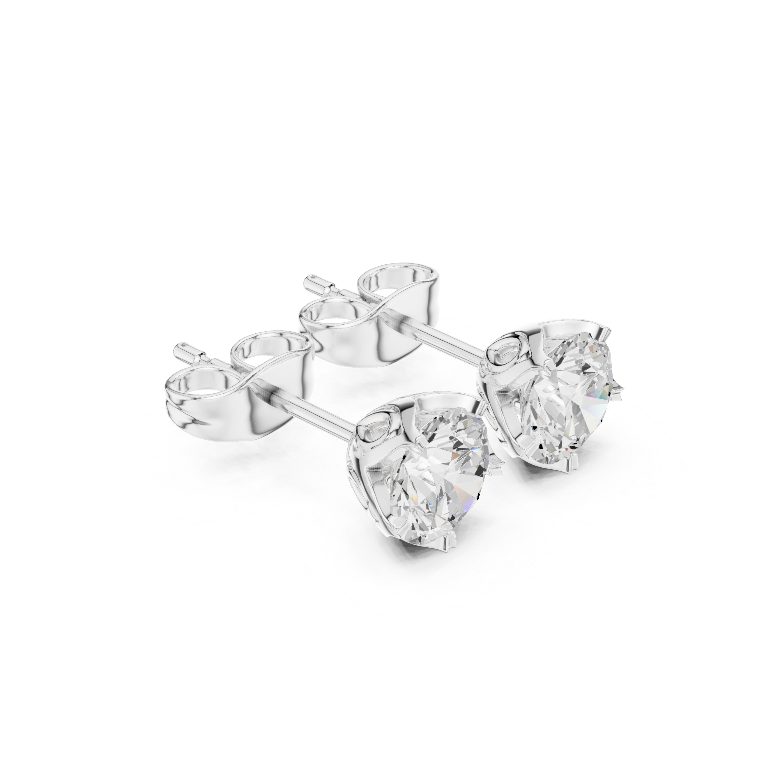 white gold round moissanite lotus earrings detailed top view