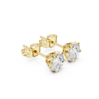 yellow gold round moissanite flower stud earrings top view
