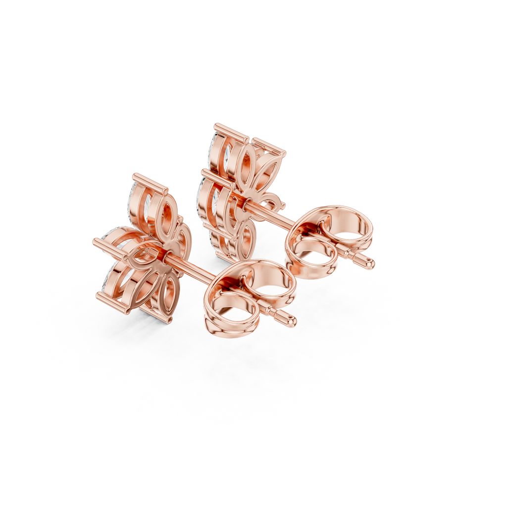 Rose gold floral moissanite luxury stud earrings