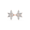 Front angle rose gold floral moissanite stud earrings
