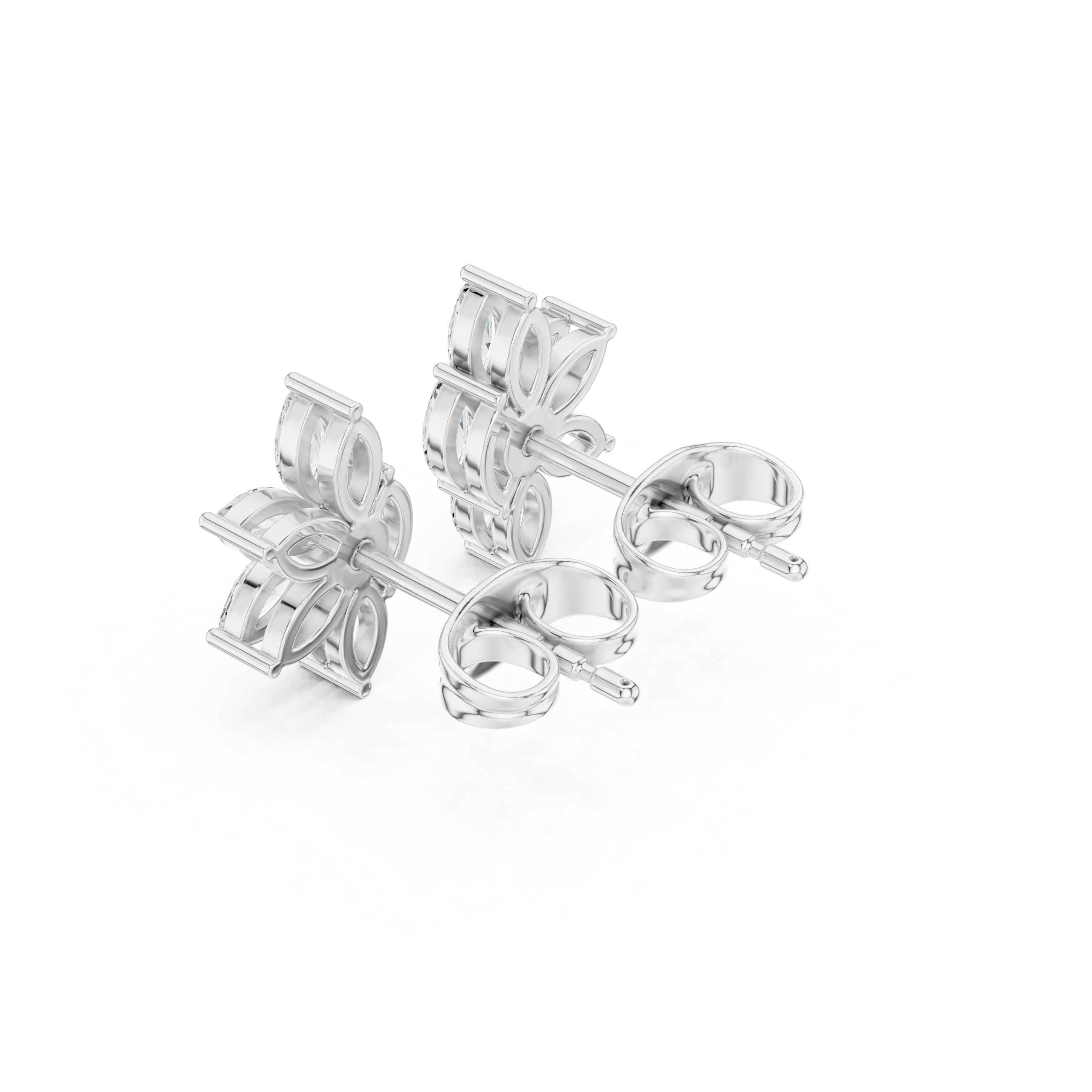 White gold moissanite floral earrings luxury stud design