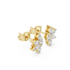 Top view yellow gold marquise moissanite flower earrings
