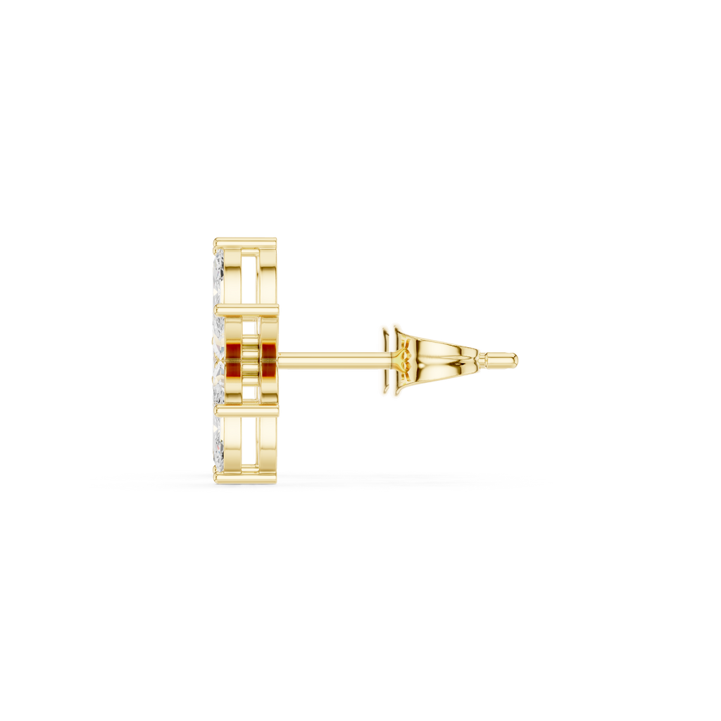 Side profile yellow gold moissanite cluster earrings
