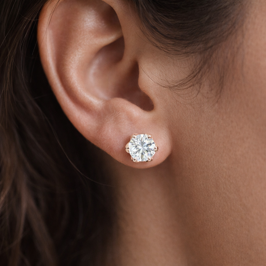 Round Lotus Studs Earrings