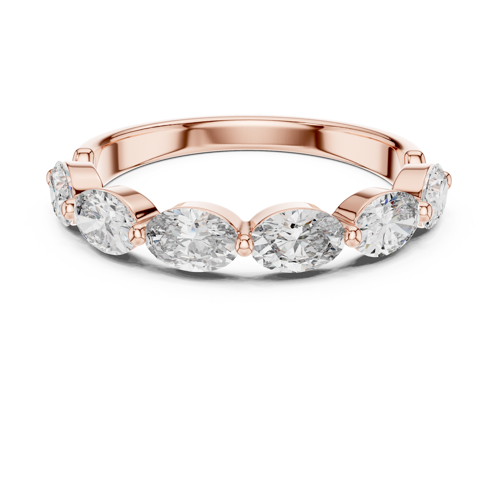 rose gold oval moissanite ring front view
