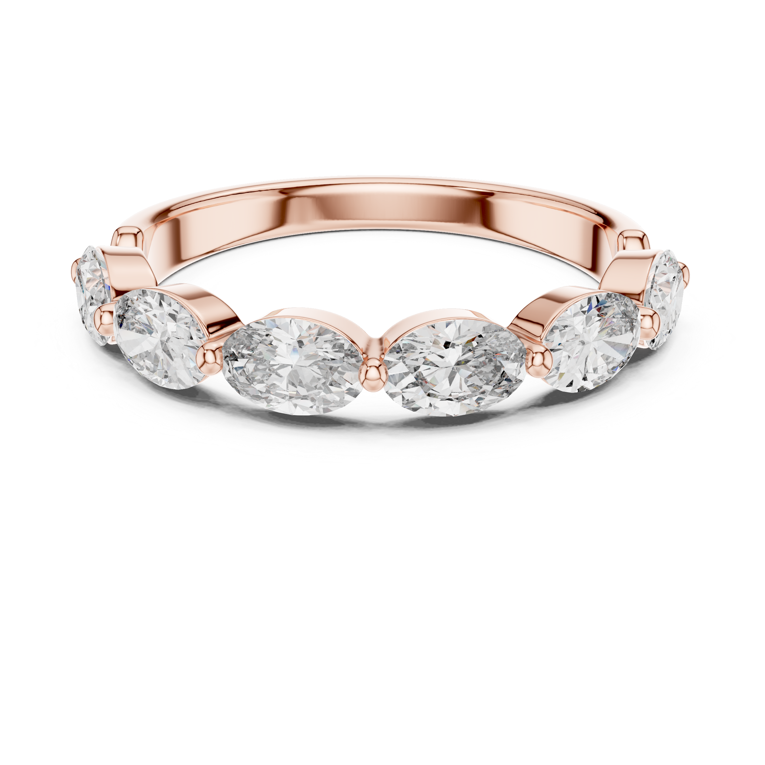 rose gold oval moissanite ring front view
