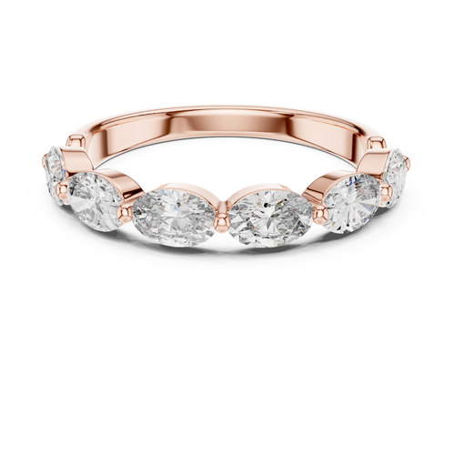 rose gold oval moissanite ring front view
