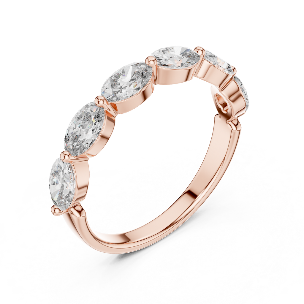 rose gold oval band ring top angle sparkle