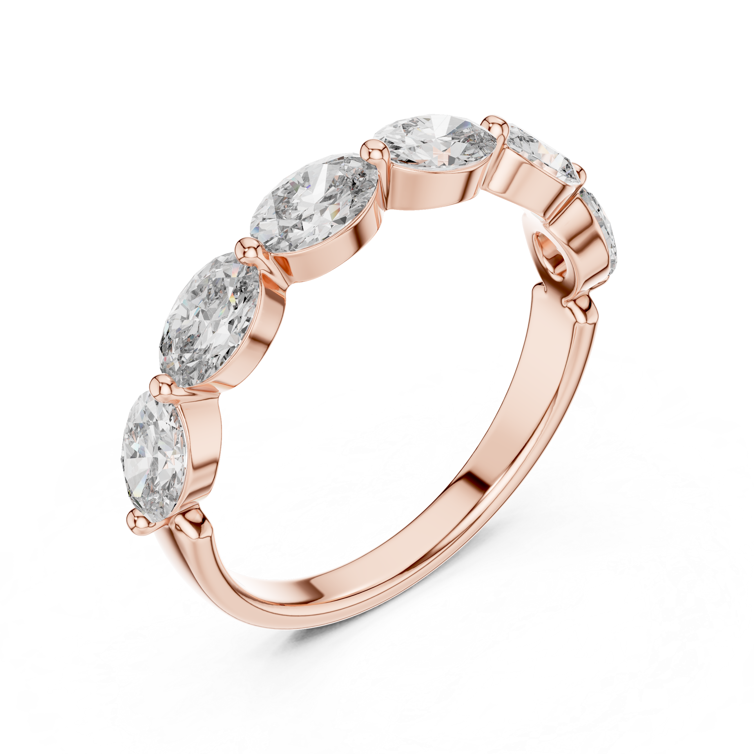 rose gold oval band ring top angle sparkle