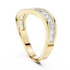 designer channel set moissanite ring yellow gold perspective