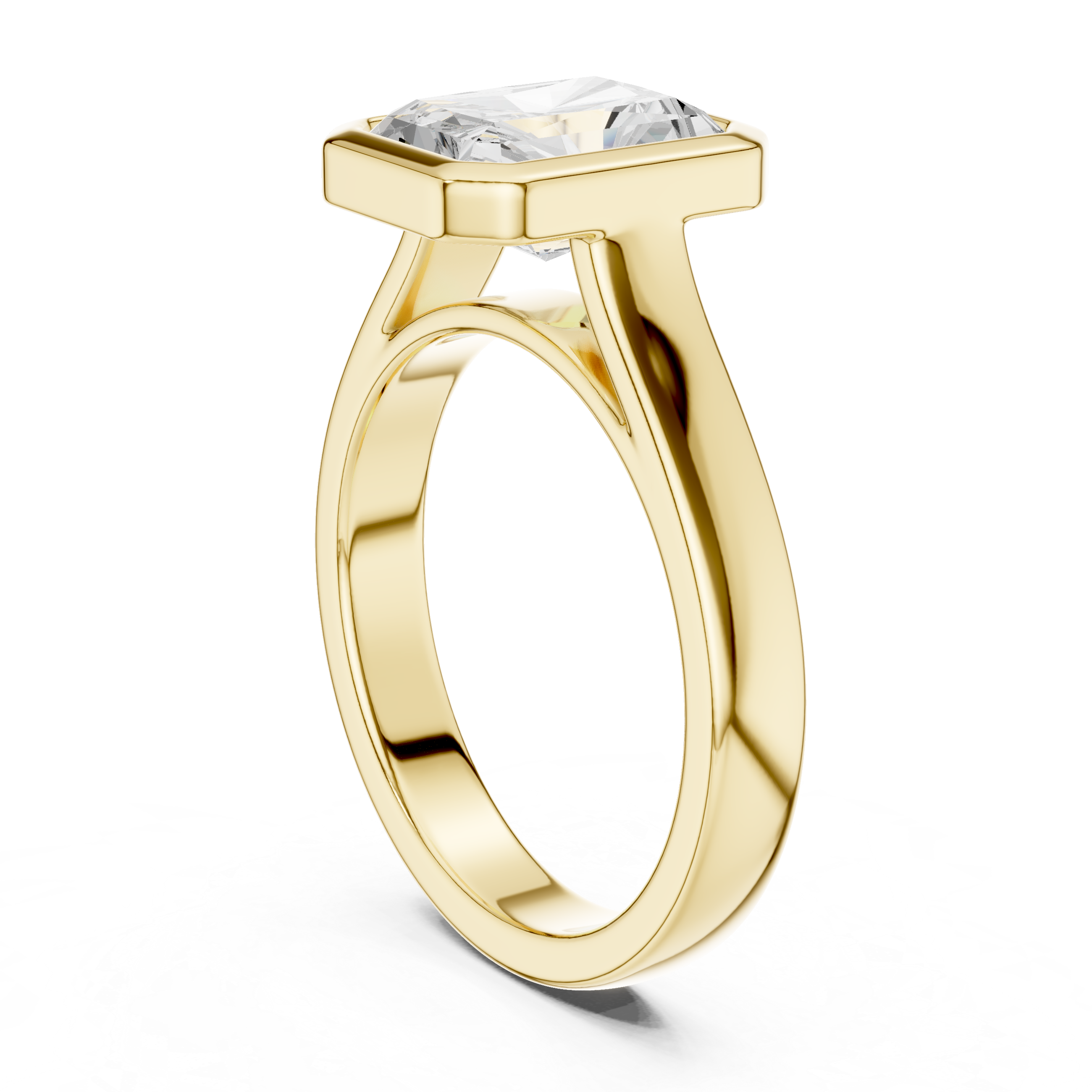 Bold yellow gold men’s ring highlighting modern masculine design and sharp corners