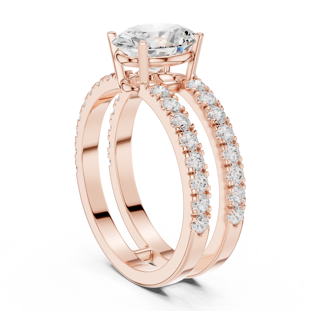 rose gold split shank ring side profile elegant structure