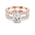 rose gold oval moissanite ring front view split band design