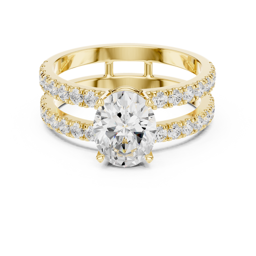 yellow gold oval moissanite ring front view luxury design