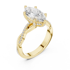 mozow x yellow gold marquise moissanite twisted band ring top perspective sparkle detail