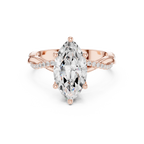 mozow x marquise moissanite twisted pave engagement ring rose gold front view luxury solitaire