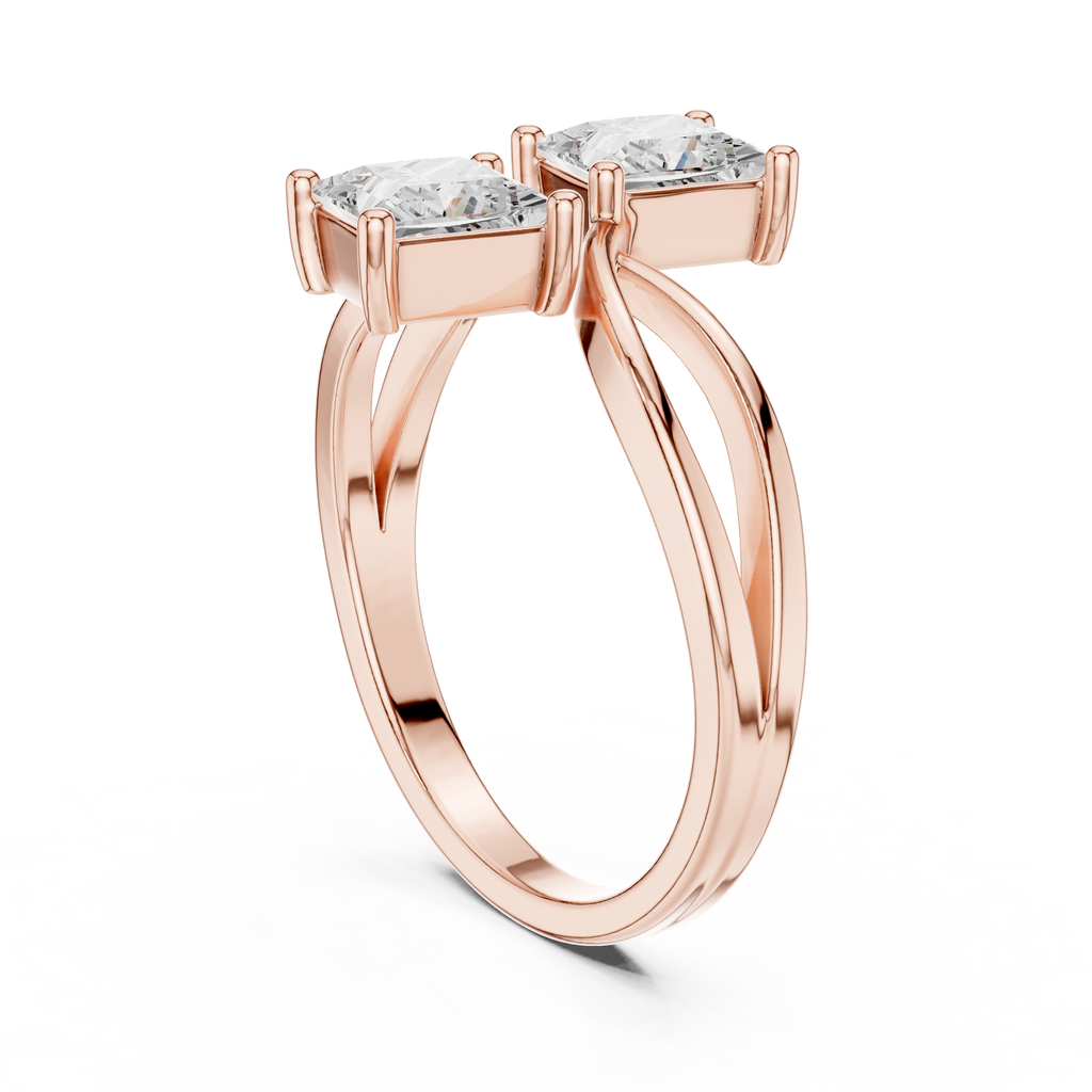 rose gold toi et moi ring side angle sparkle