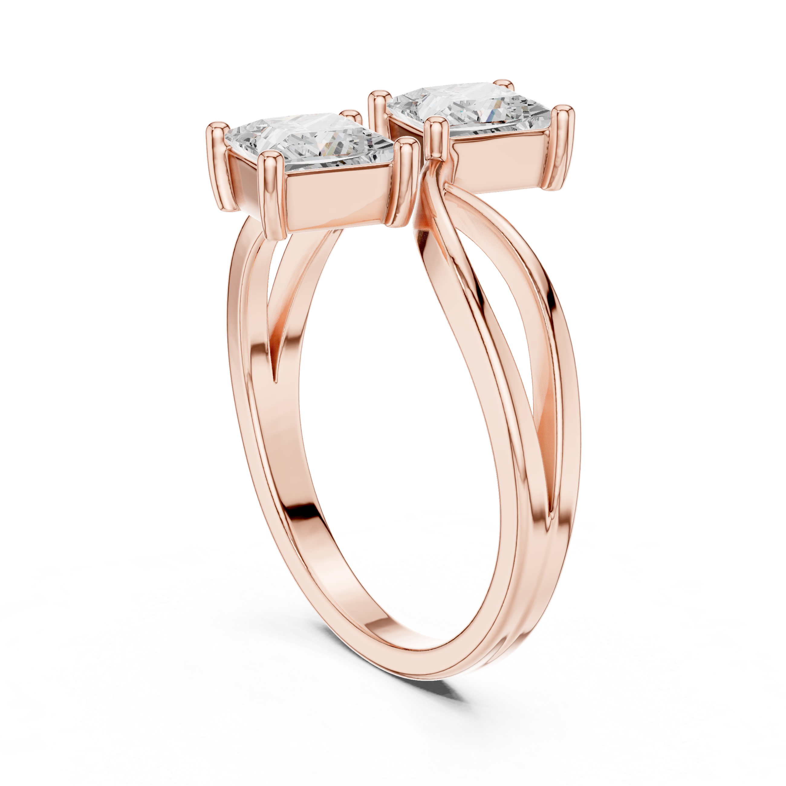 rose gold toi et moi ring side angle sparkle
