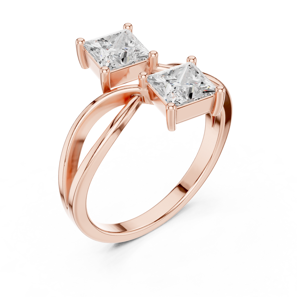 rose gold crossover ring modern design