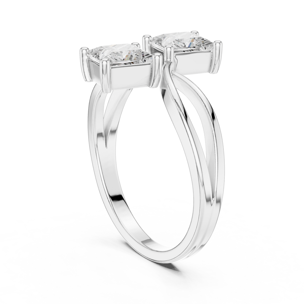 white gold dual stone ring elegant look