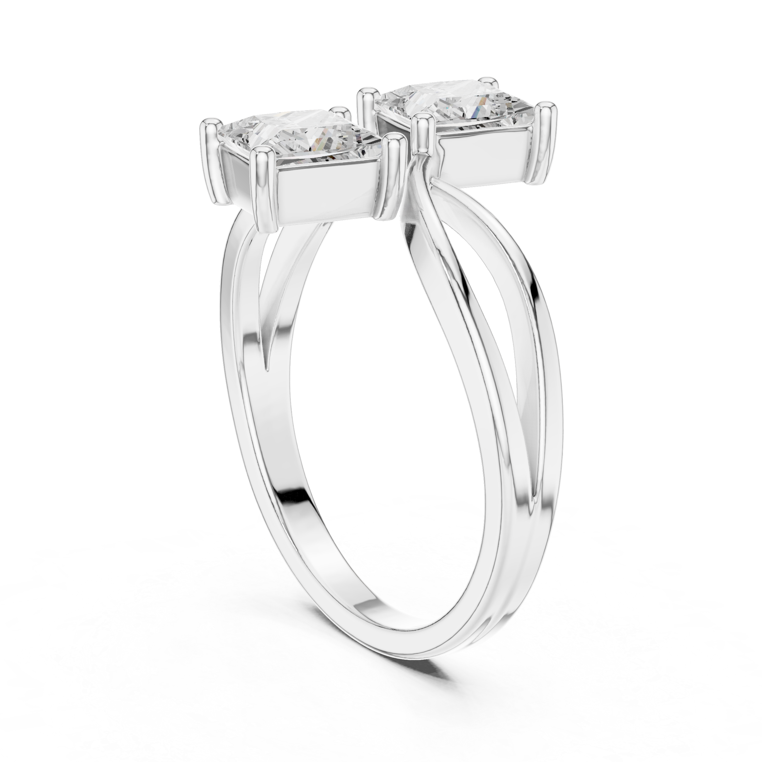 white gold dual stone ring elegant look