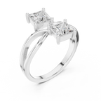 white gold double stone ring close detail
