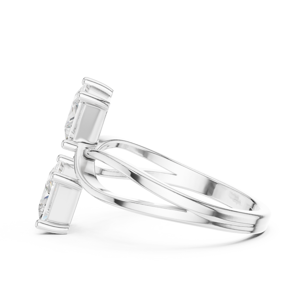 white gold dual stone ring elegant look