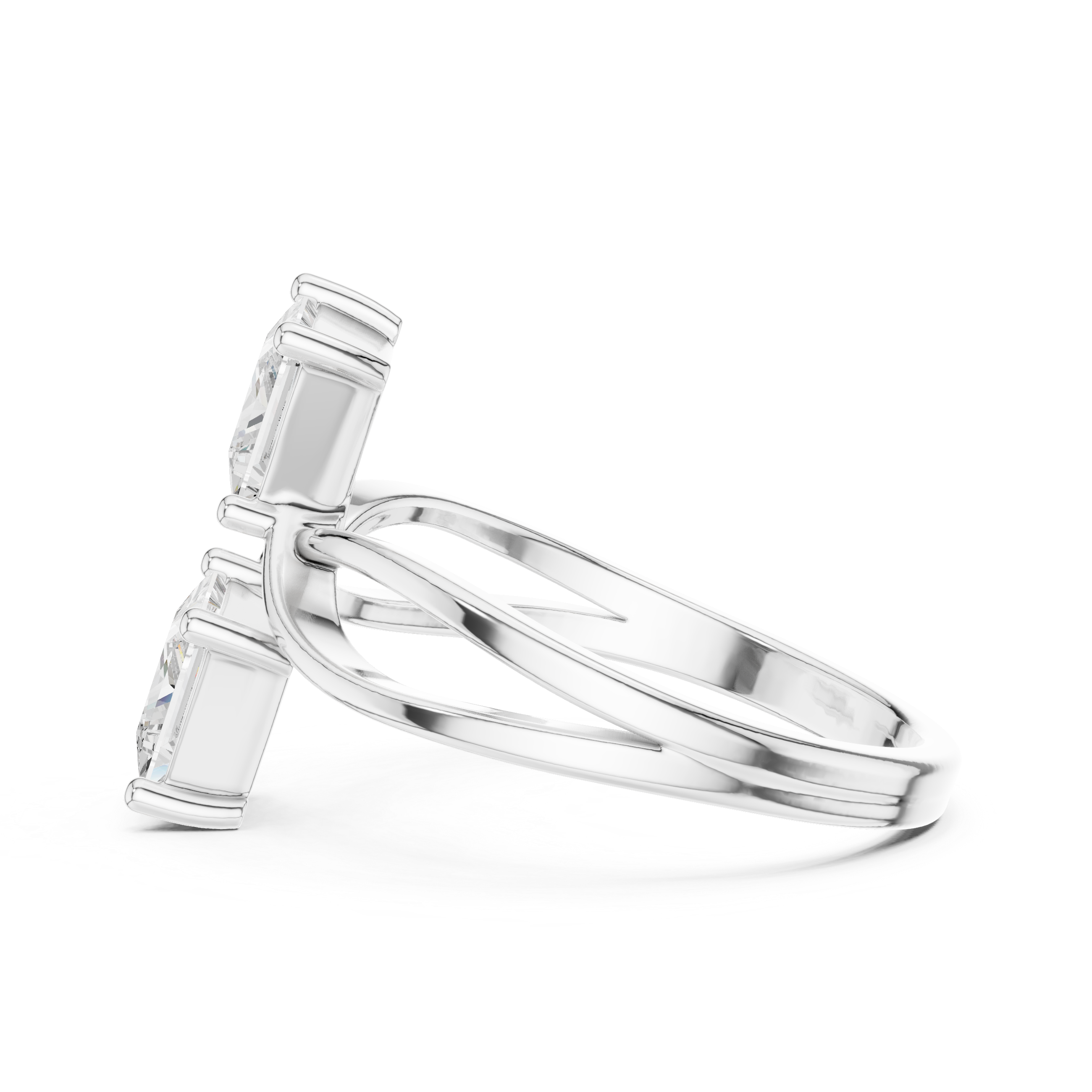 white gold dual stone ring elegant look