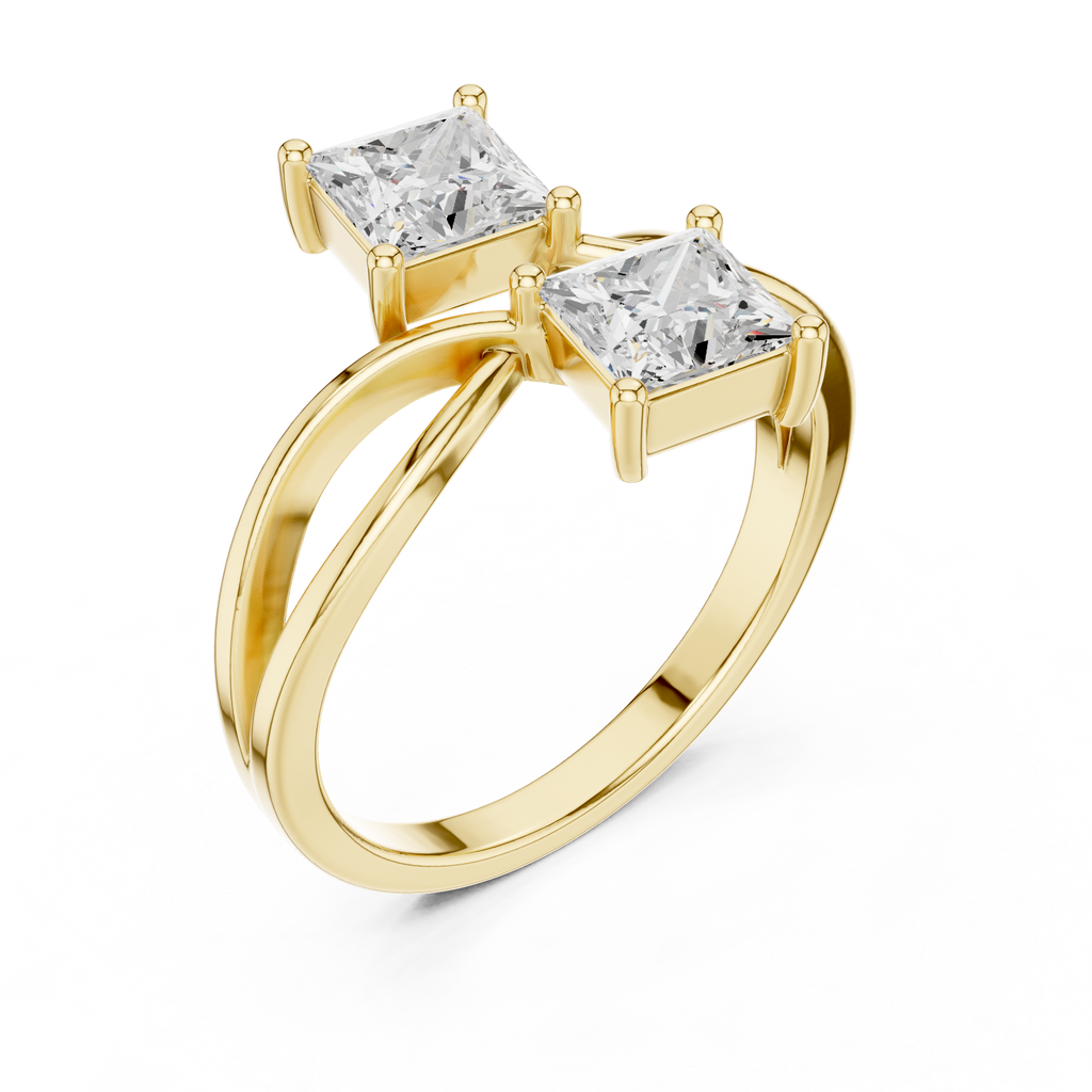 yellow gold dual stone ring luxury design