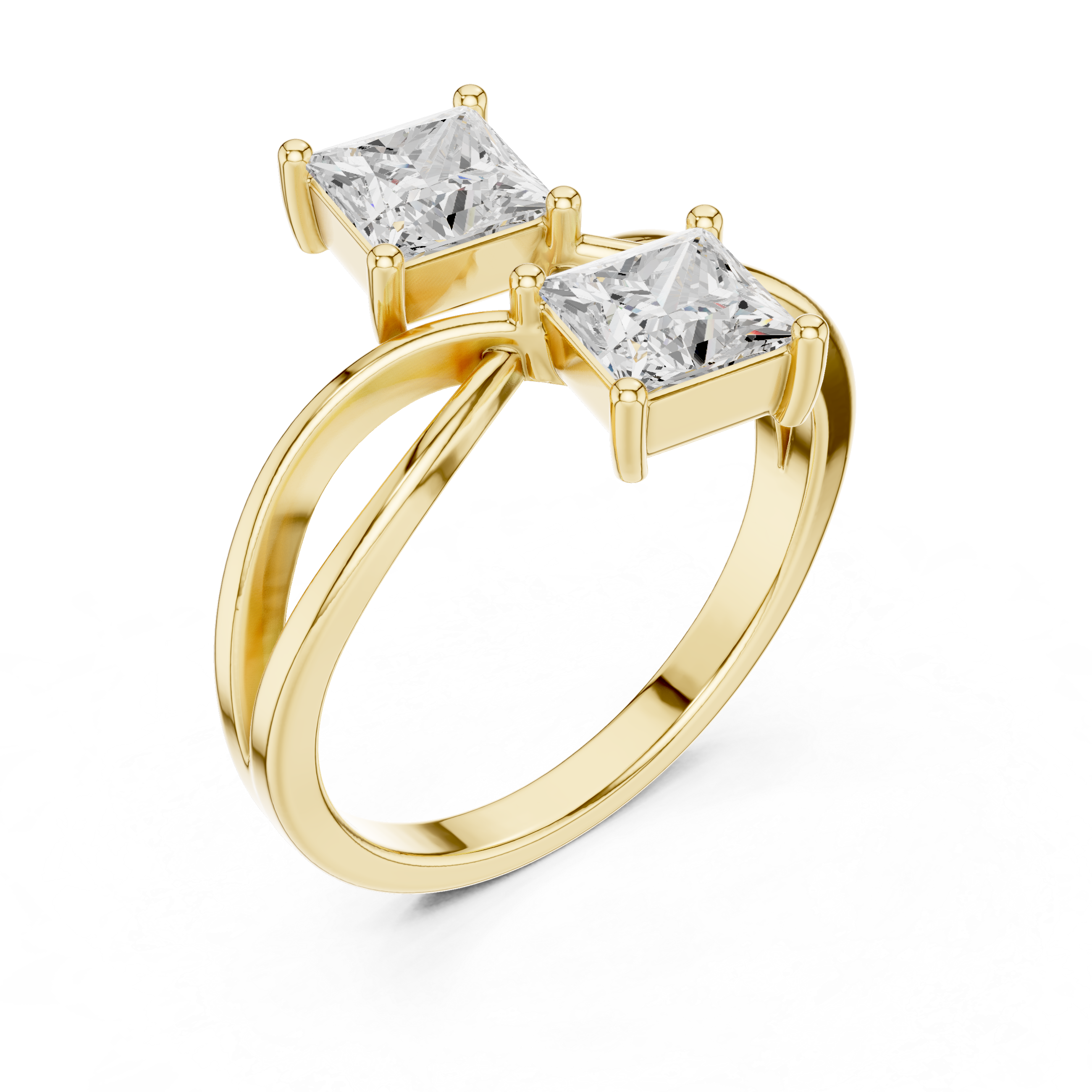 yellow gold dual stone ring luxury design