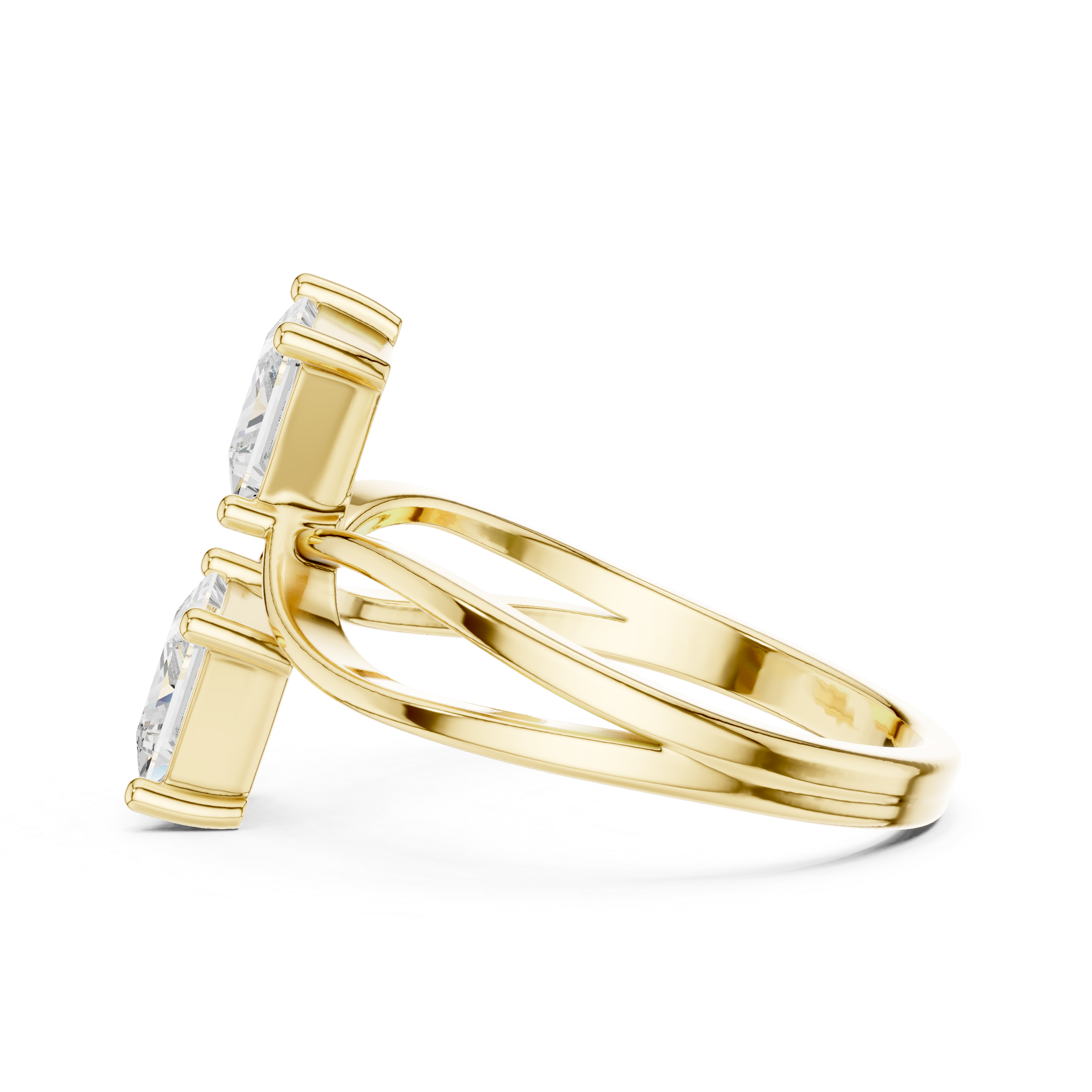 yellow gold crossover ring side profile