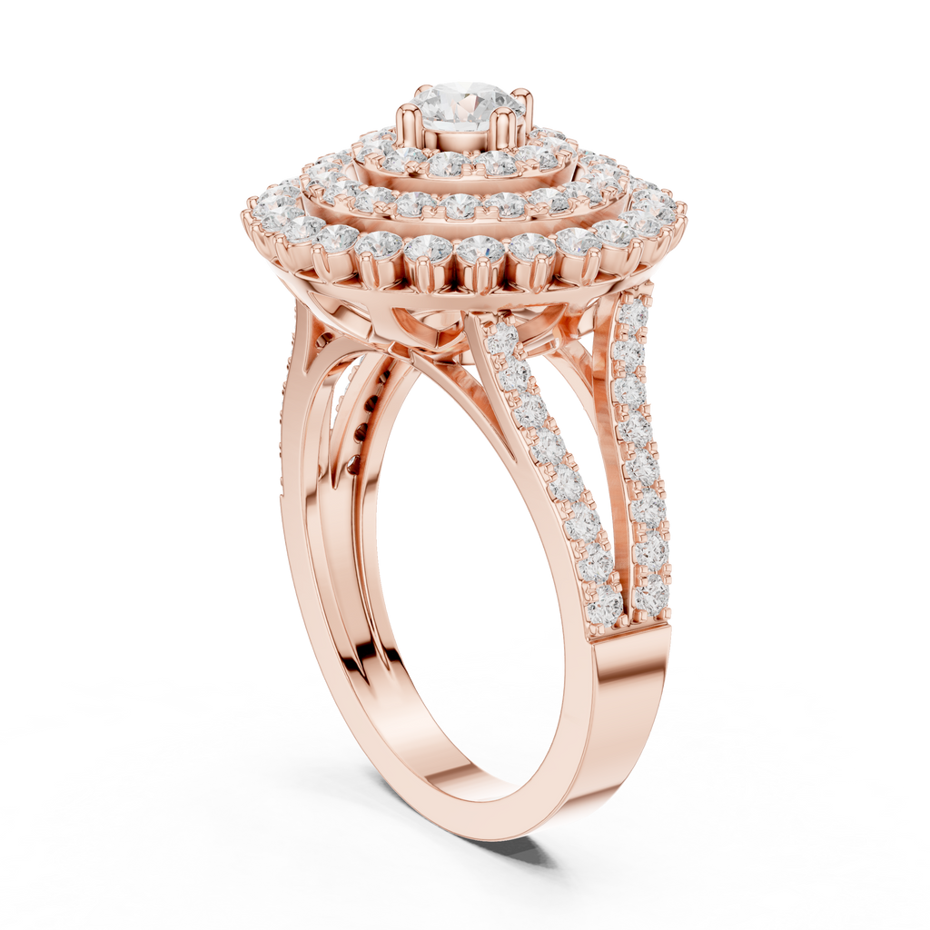 rose gold cluster ring side profile elevated structure
