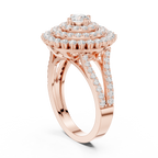 rose gold cluster ring side profile elevated structure