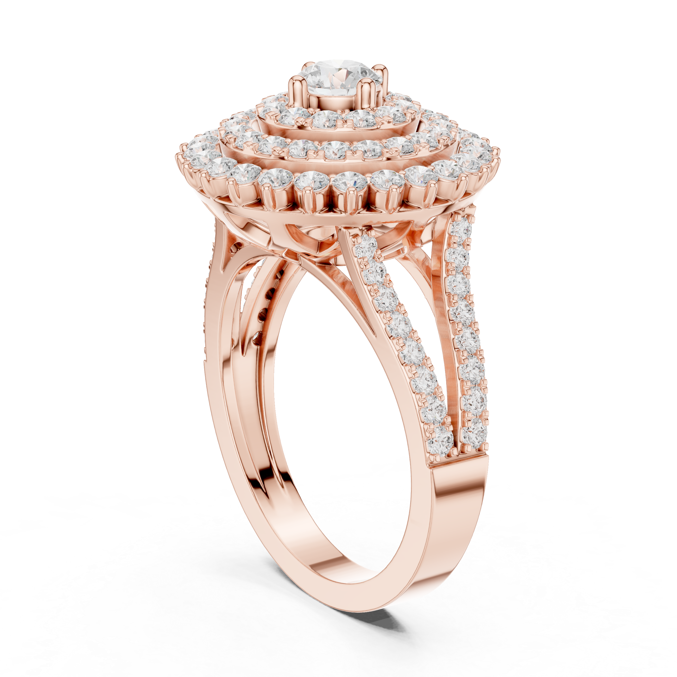 rose gold cluster ring side profile elevated structure
