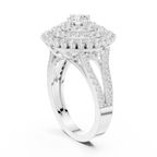 white gold cluster ring side profile clean structure