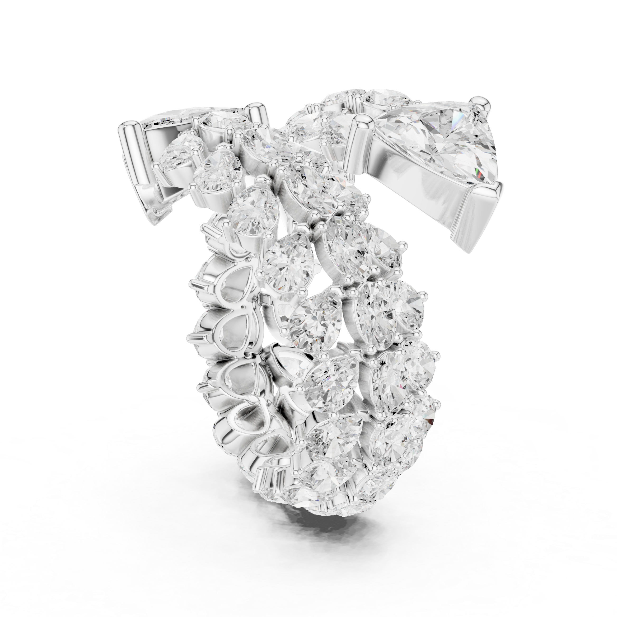 white gold statement ring angled view contemporary elegance