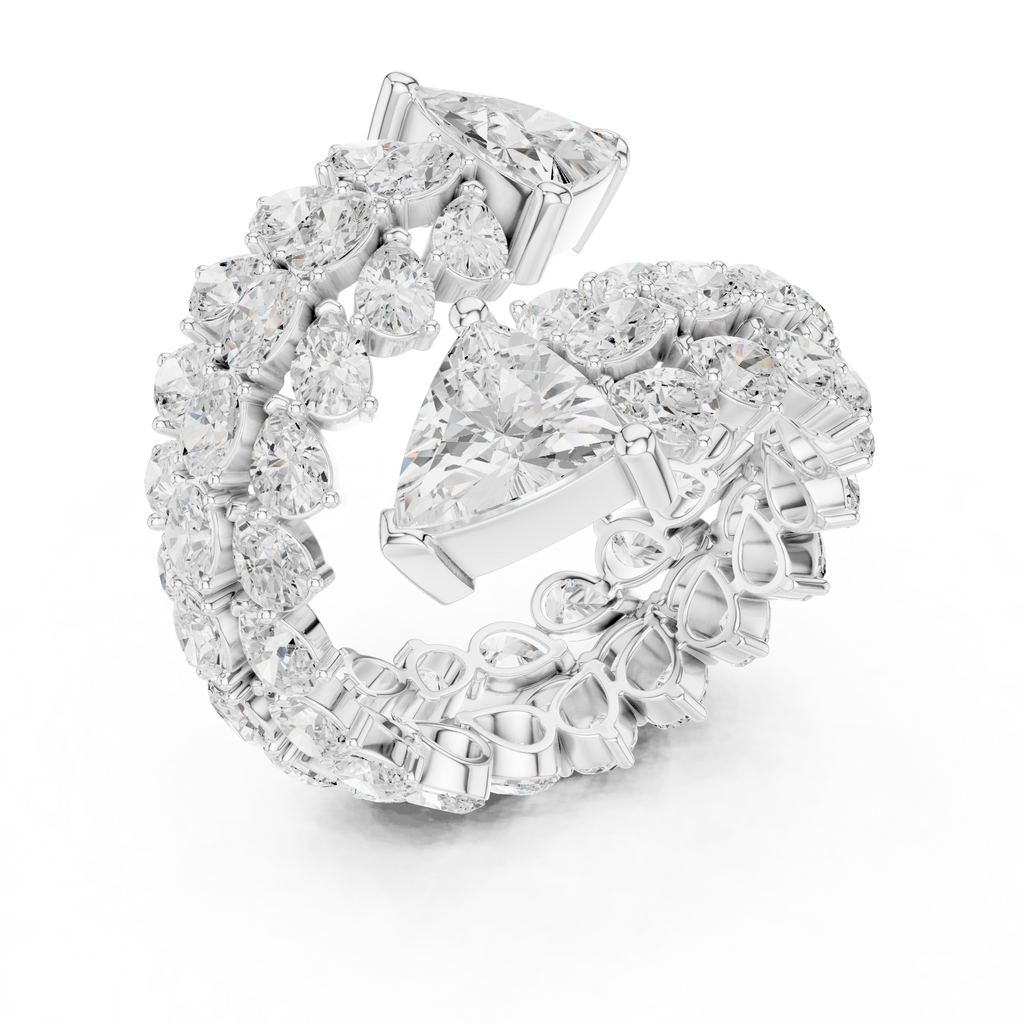 white gold multi stone ring top view clean brilliance pattern