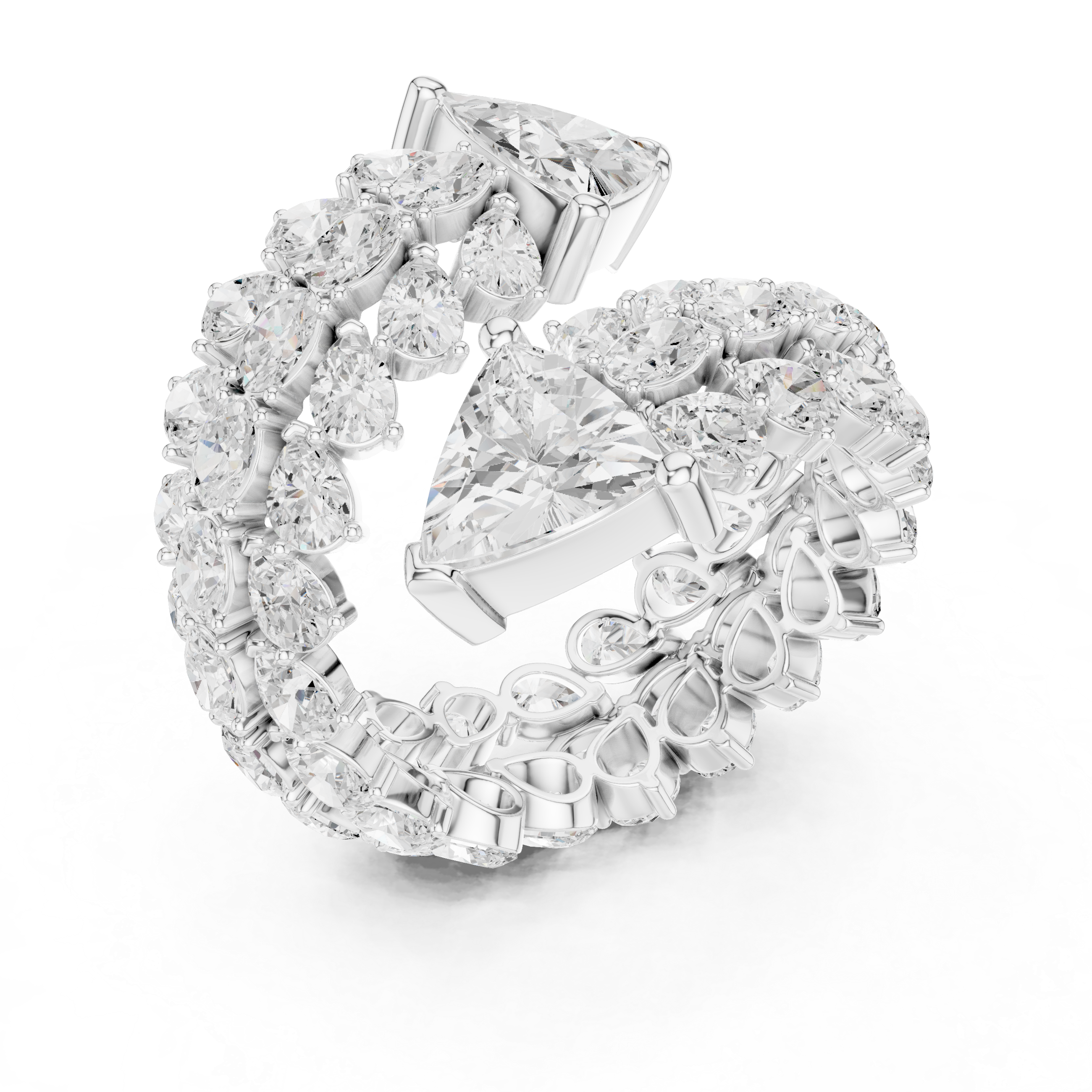 white gold multi stone ring top view clean brilliance pattern