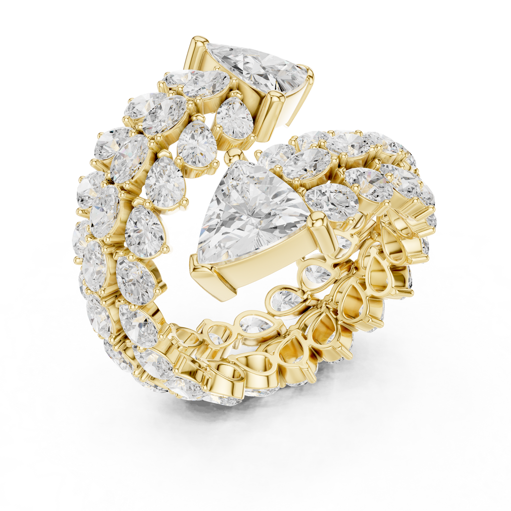 yellow gold statement ring top angle full sparkle composition