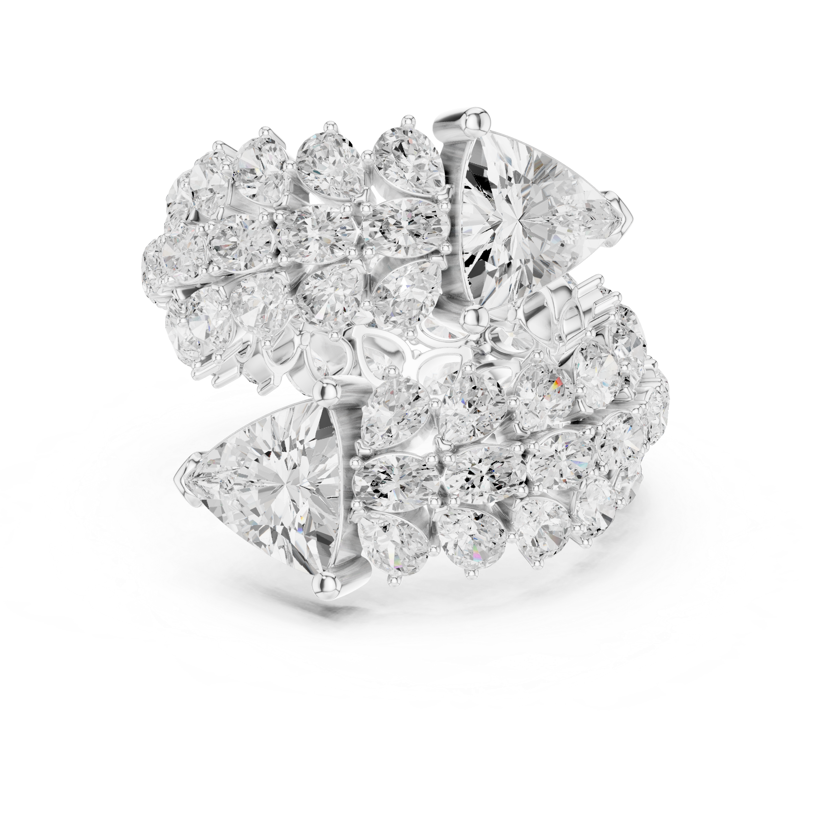 white gold designer cluster ring front view modern luxury style