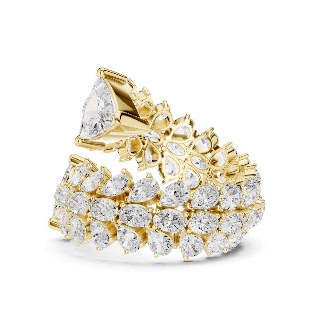 yellow gold cluster ring side view heavy artistic structure