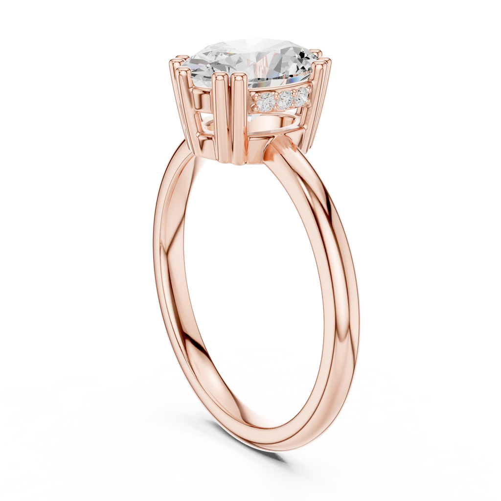 rose gold oval hidden halo ring side sparkle detail