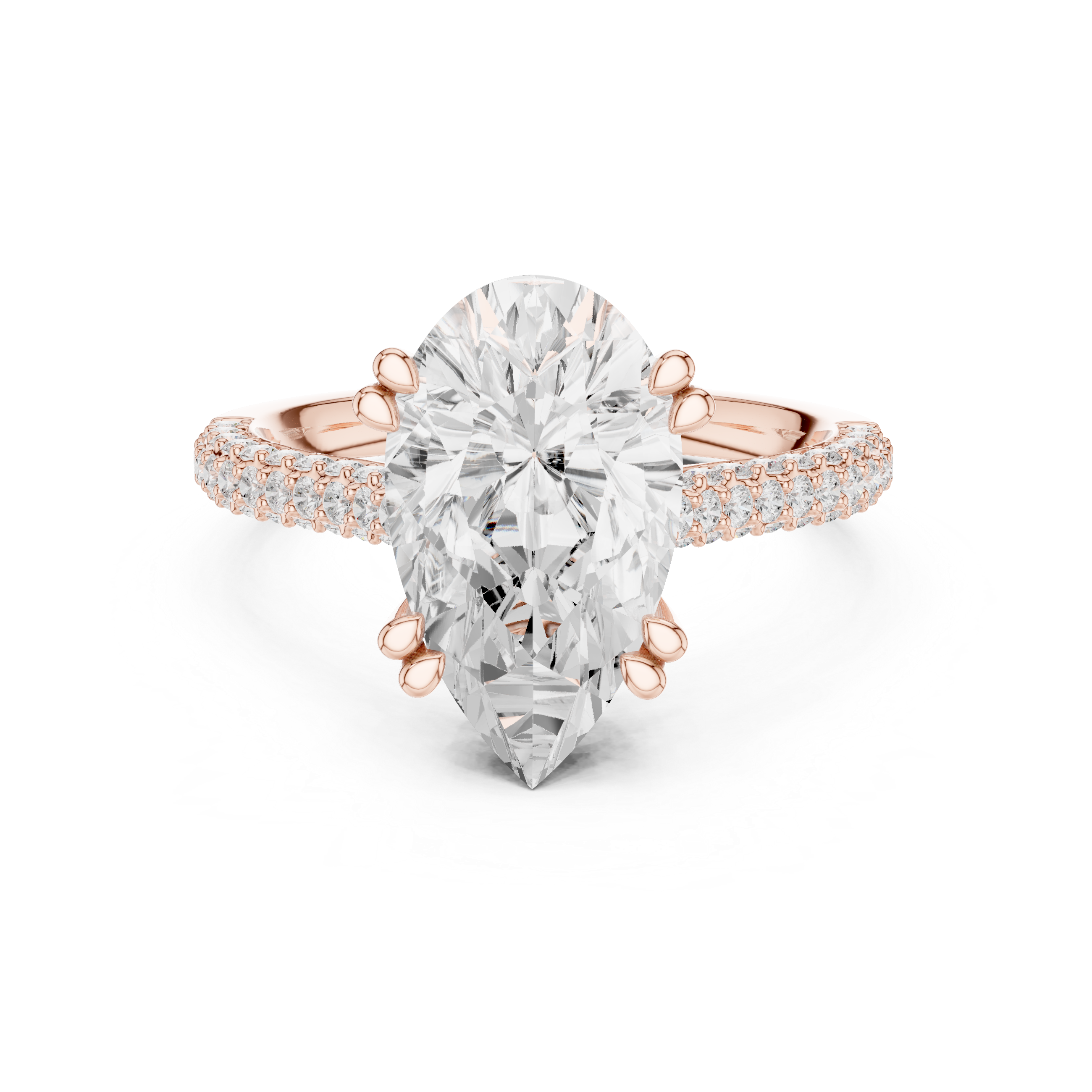 rose gold oval moissanite ring front view