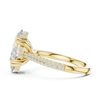 white gold pear ring diagonal view premium finish