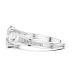 White gold oval moissanite ring side profile